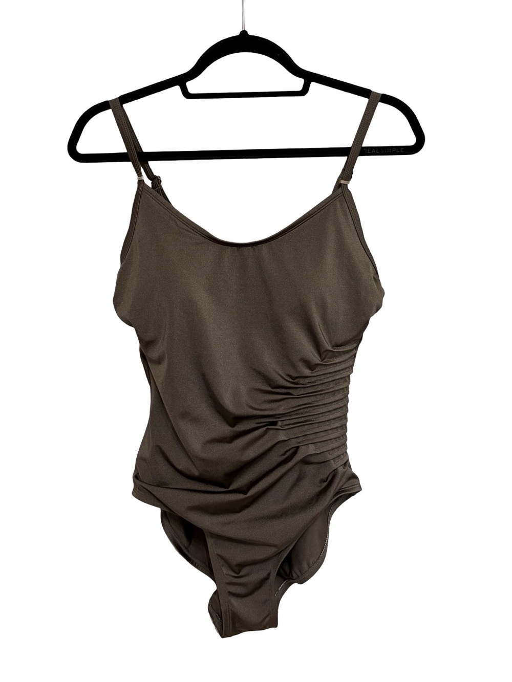 Calvin Klein Swim Ruched Side One Piece Swimsuit in Bronze Shimmer - Size 10 - Picture 2 of 8